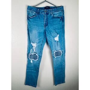 Forever 21 Men's Moto Distressed Skinny Jeans, Sz 30 Vintage bBlue